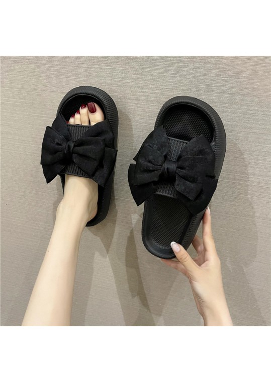 Summer Women Fashion Plus Size Bow Round Toe Thick-Soled 