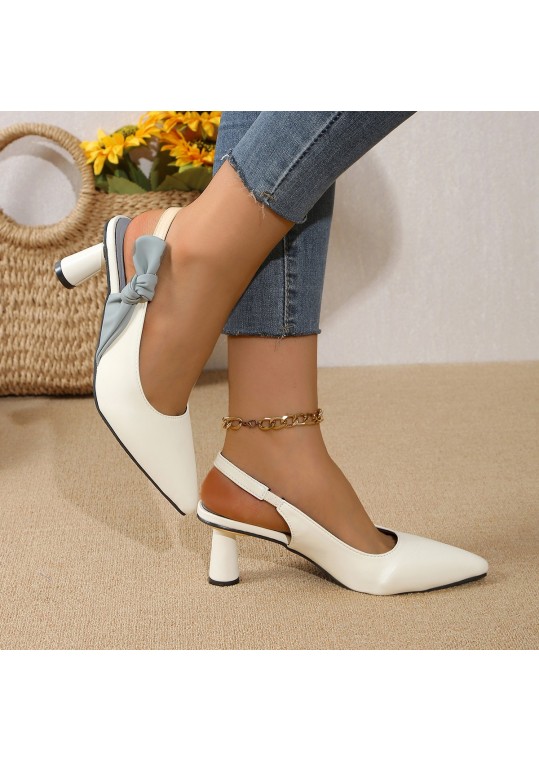 Summer Women Fashion Plus Size Solid Color Pointed Toe Heel Hollow Out High Heels