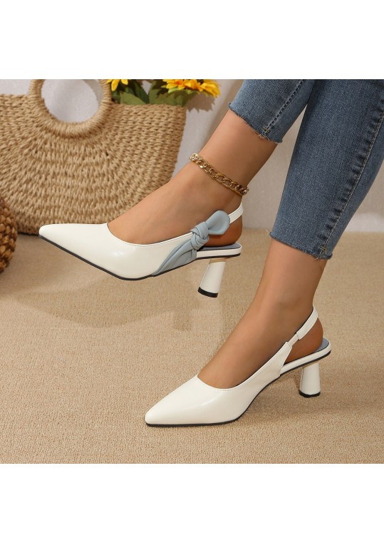 Summer Women Fashion Plus Size Solid Color Pointed Toe Heel Hollow Out High Heels