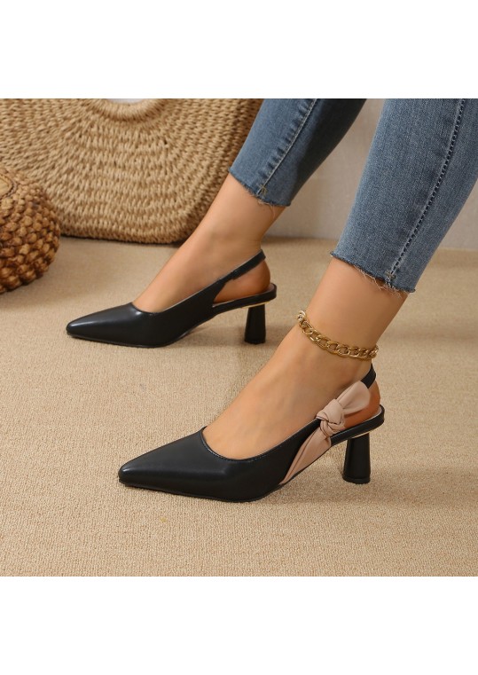 Summer Women Fashion Plus Size Solid Color Pointed Toe Heel Hollow Out High Heels