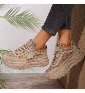 Women Fashion Casual Printed Thick-Soled Lace-Up Sneaker