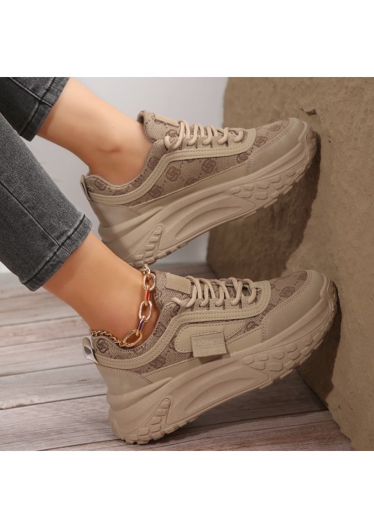 Women Fashion Casual Printed Thick-Soled Lace-Up Sneaker