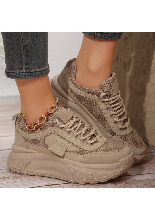 Women Fashion Casual Printed Thick-Soled Lace-Up Sneaker