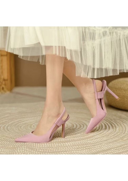 Women Fashion Solid Color Pointed Toe Heel Hollow High Heels