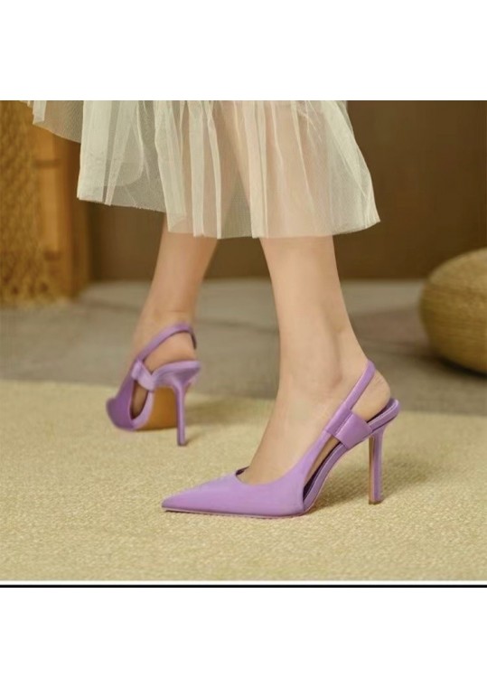 Women Fashion Solid Color Pointed Toe Heel Hollow High Heels