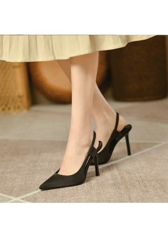 Women Fashion Solid Color Pointed Toe Heel Hollow High Heels